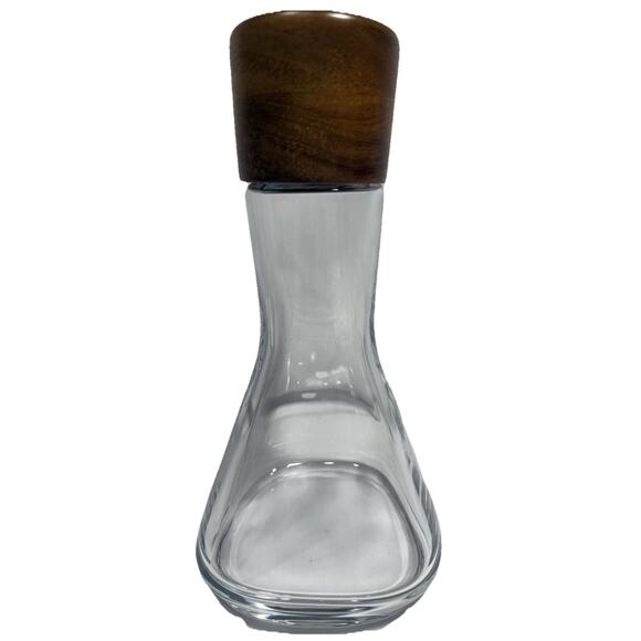 Nambe Curved Glass Decanter with Wood Stopper 10” NWOB - Picture 2 of 15